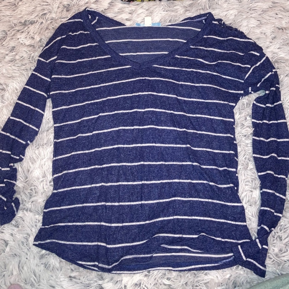 EUC Francesca’s Aina Be Blue Striped Sweater M